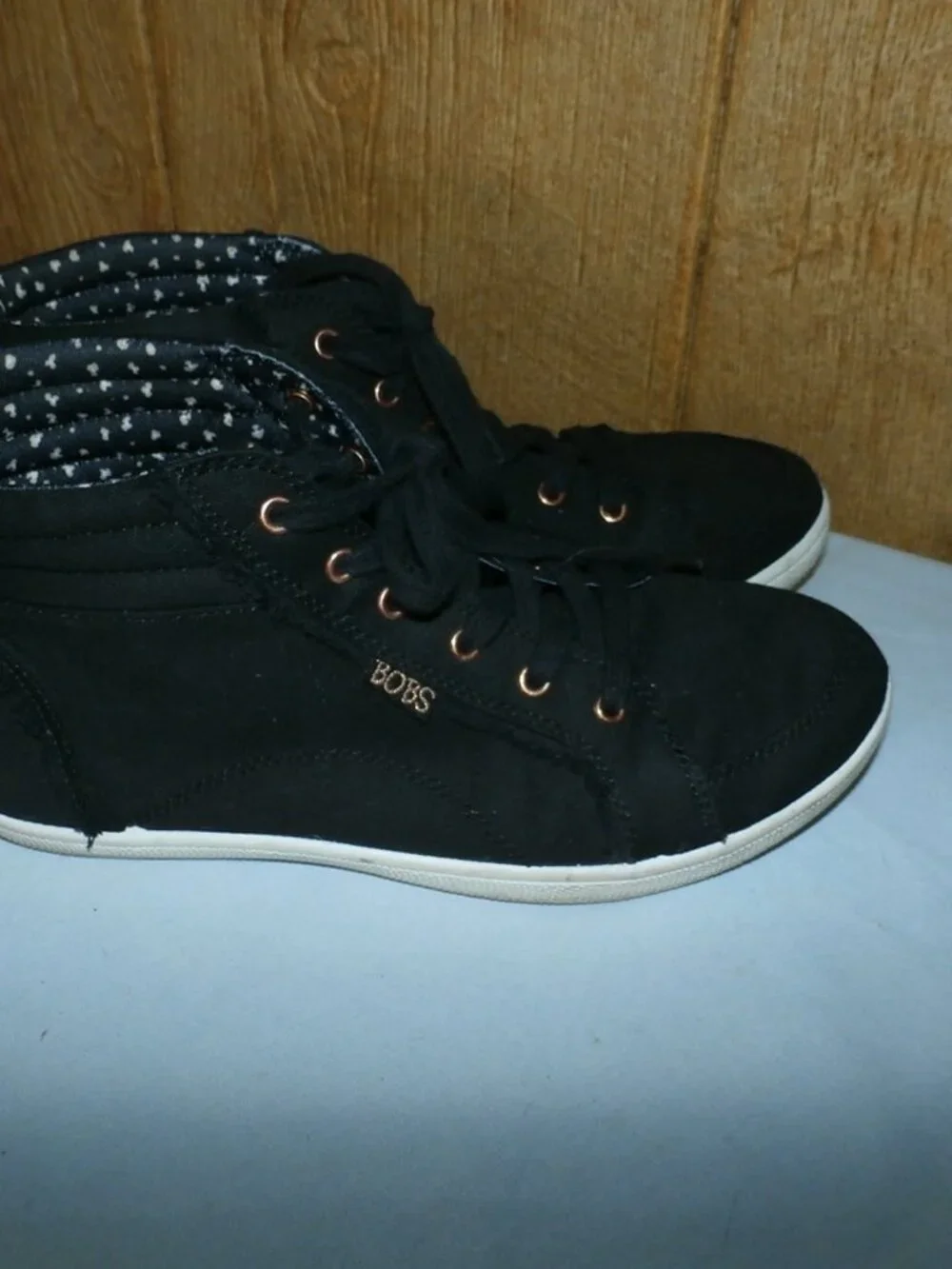 BOBS by Skechers Women’s Black High Top Lace Up Sneakers Comfort Shoes Size 8
